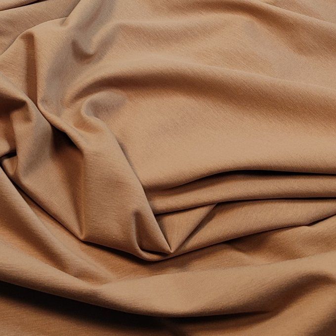 Jersey de Coton Uni Cacao - par 10 cm 