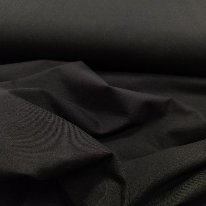 Jersey de Coton Uni Noir - par 10 cm