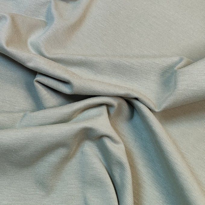 Jersey de Coton Uni Vert Amande - par 10 cm 
