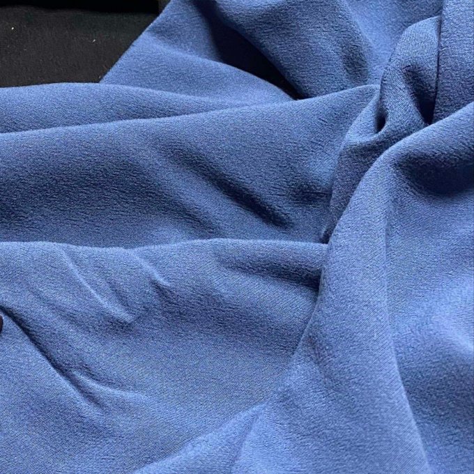 Crêpe Viscose Mat et Doux Bleu Denim - Coupon 2.20m